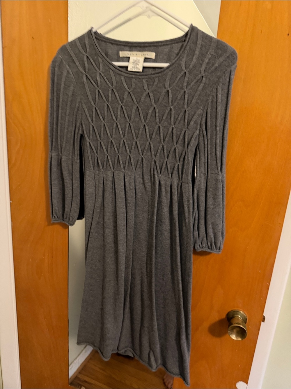 Max Studio Gray Textured Knit A-Line Dress